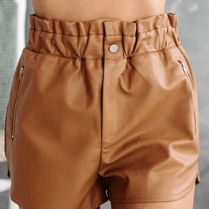 Gilli High Waist Tan Leather Shorts